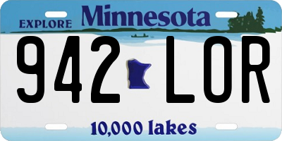 MN license plate 942LOR