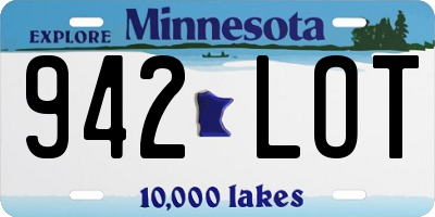 MN license plate 942LOT