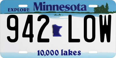 MN license plate 942LOW