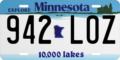 MN license plate 942LOZ