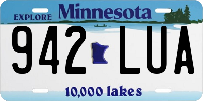 MN license plate 942LUA