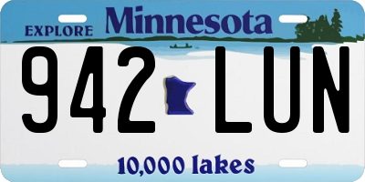 MN license plate 942LUN