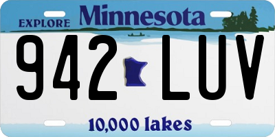 MN license plate 942LUV