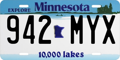 MN license plate 942MYX