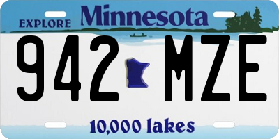 MN license plate 942MZE
