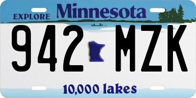 MN license plate 942MZK