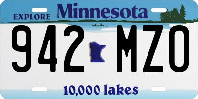 MN license plate 942MZO