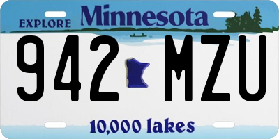 MN license plate 942MZU