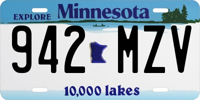 MN license plate 942MZV