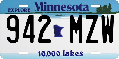 MN license plate 942MZW