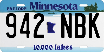 MN license plate 942NBK