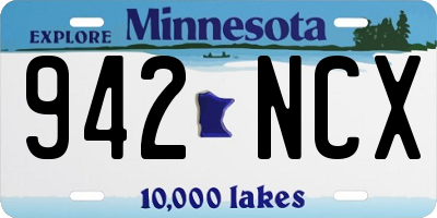 MN license plate 942NCX