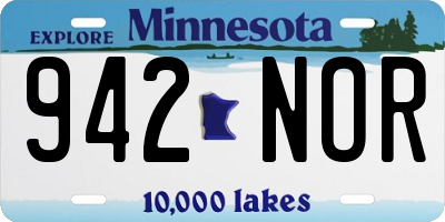 MN license plate 942NOR