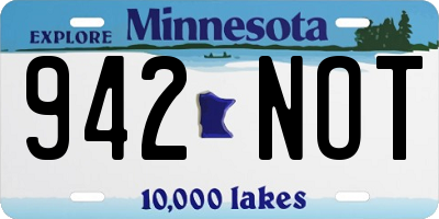 MN license plate 942NOT