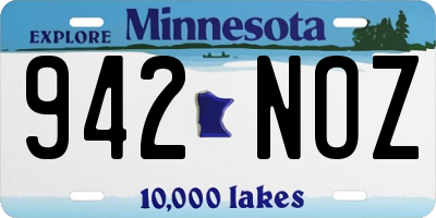 MN license plate 942NOZ