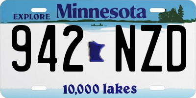 MN license plate 942NZD