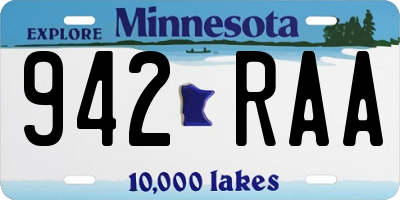 MN license plate 942RAA