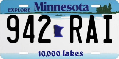 MN license plate 942RAI