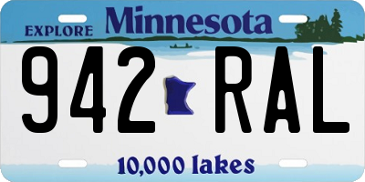 MN license plate 942RAL