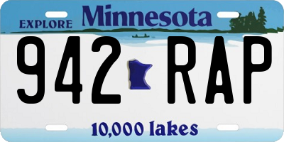 MN license plate 942RAP