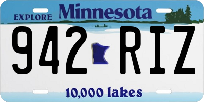 MN license plate 942RIZ