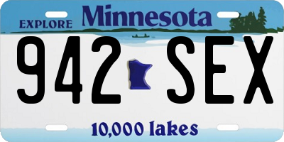MN license plate 942SEX