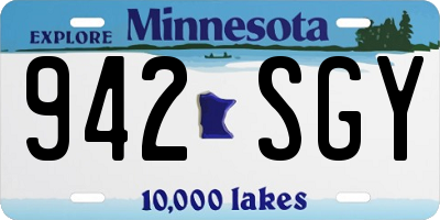 MN license plate 942SGY