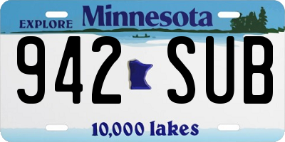 MN license plate 942SUB