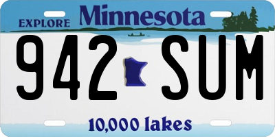 MN license plate 942SUM