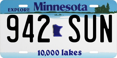 MN license plate 942SUN