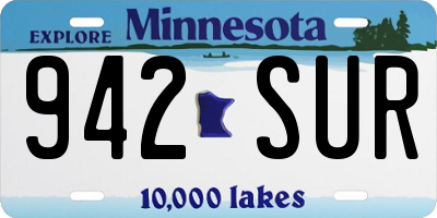 MN license plate 942SUR