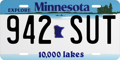 MN license plate 942SUT