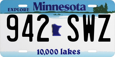 MN license plate 942SWZ