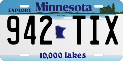 MN license plate 942TIX
