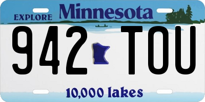 MN license plate 942TOU