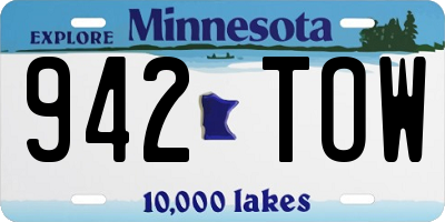MN license plate 942TOW