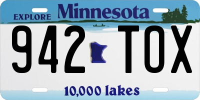 MN license plate 942TOX