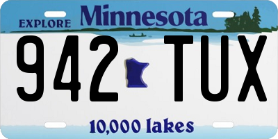 MN license plate 942TUX