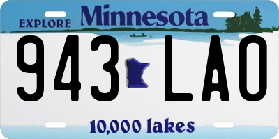 MN license plate 943LAO