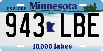 MN license plate 943LBE