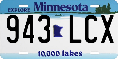 MN license plate 943LCX