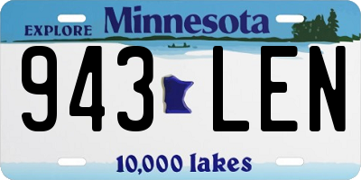 MN license plate 943LEN