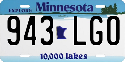 MN license plate 943LGO