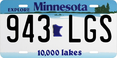 MN license plate 943LGS