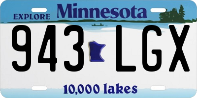 MN license plate 943LGX