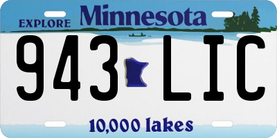 MN license plate 943LIC