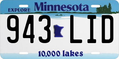 MN license plate 943LID