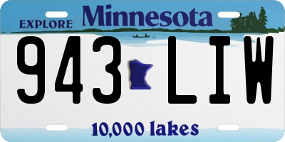 MN license plate 943LIW