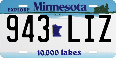 MN license plate 943LIZ