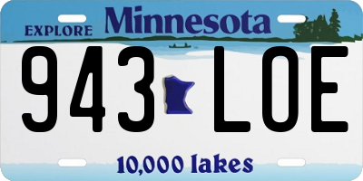 MN license plate 943LOE